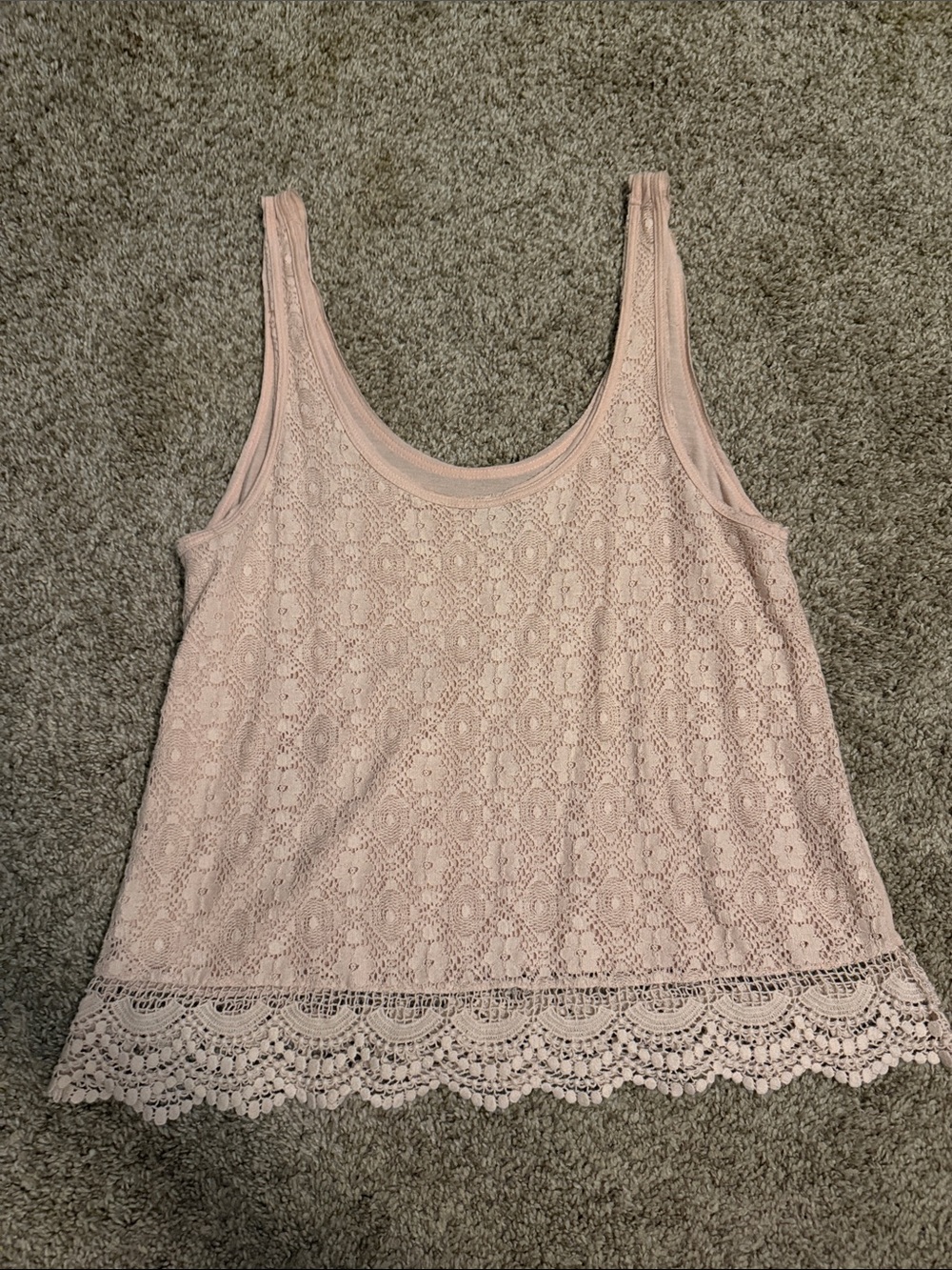 American Eagle Outfitters Pink Lace Scoop Tank Top
